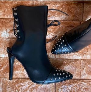 Black studded healed booties